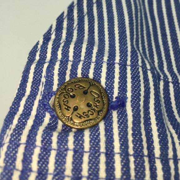 Vintage 1990's OshKosh B'Gosh Boys Striped Engineer Shortalls Overalls S… - Picture 8 of 13